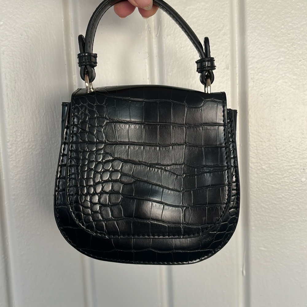 Who What Wear mini black croc purse